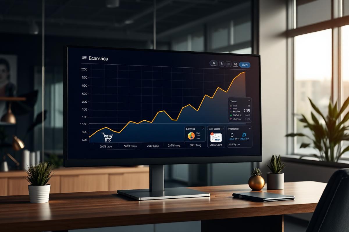 Business growth chart showing increased online sales after a professional website launch